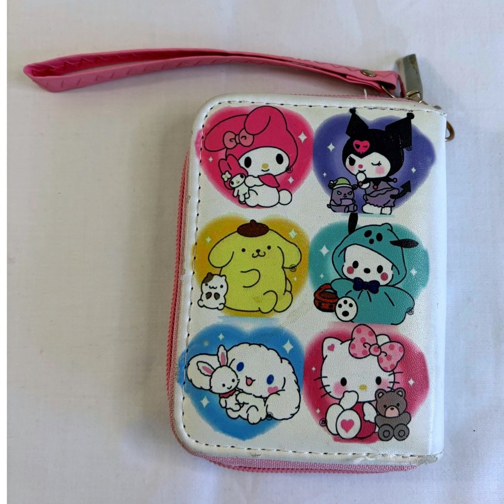 Sanrio Hello Kitty Friends Zip Around Wristlet Wallet White Pink Kawaii